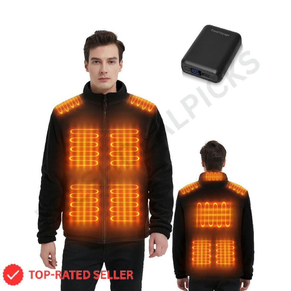 Heated Fleece Jacket 10-Zone Battery Pack Lightweight Unisex Outdoor Tech